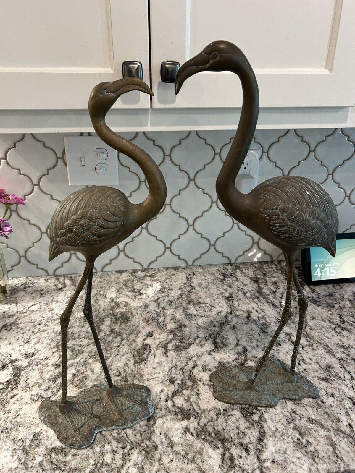 Vintage Mid-Century Pair of COPPER Flamingo Sculptures MCM