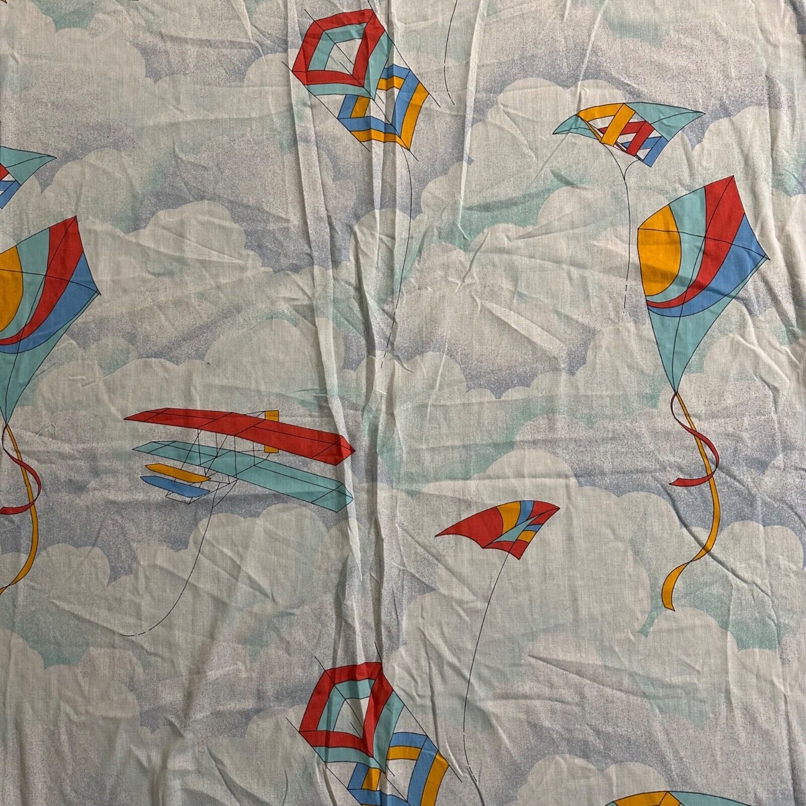 Vintage Waterbed Sheet King Sized Fitted Flat 1980s Rainbow Kites Tastemaker USA