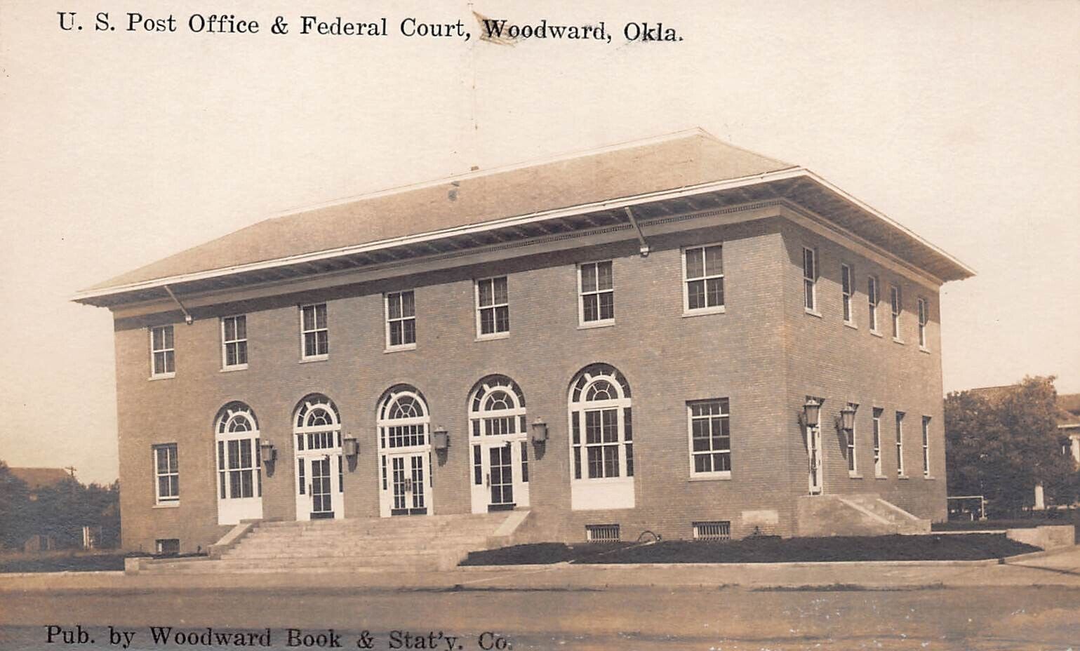 RPPC Woodward OK Oklahoma County Court House Post Office Photo Postcard B64