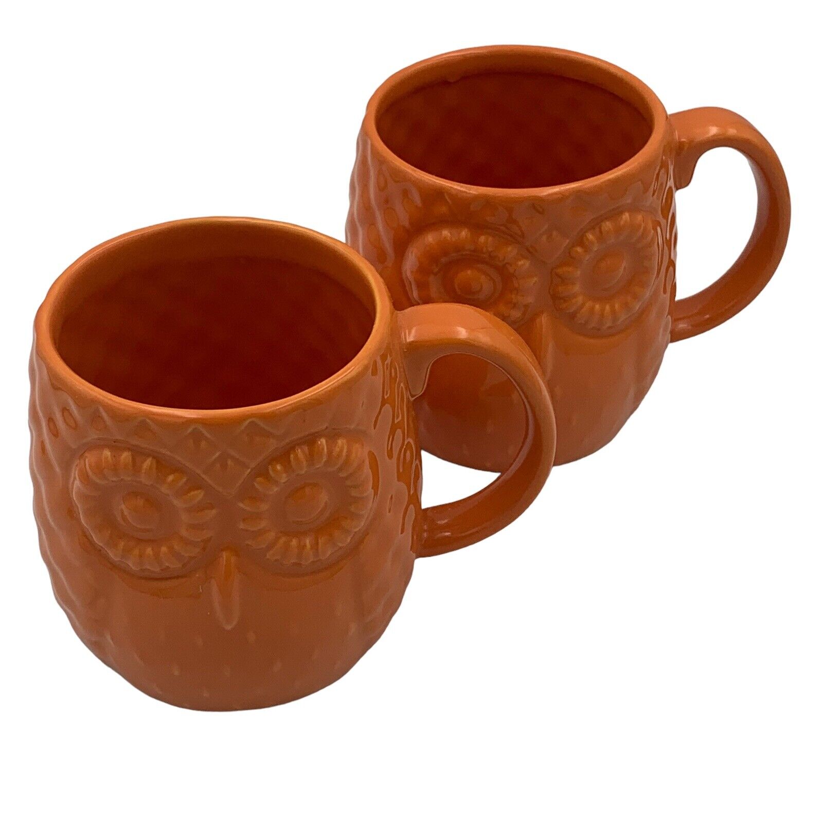 Vintage Ceramic Orange Owl Coffee/Tea Mugs Set Of Two By House Essentials