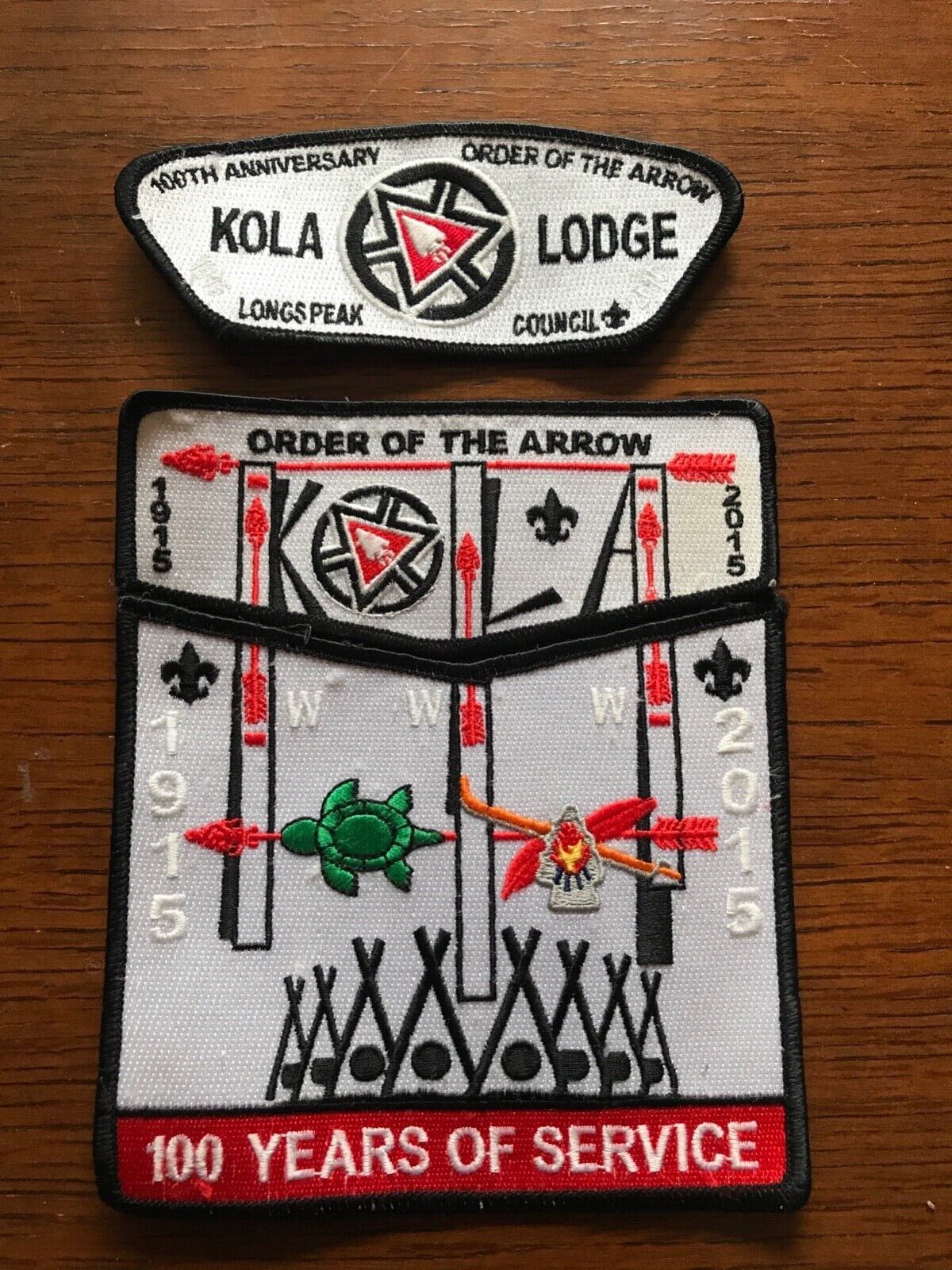 OA 100th Anniversary KOLA Lodge 464 2015 NOAC Patchs Flap Longs Peak Council BSA