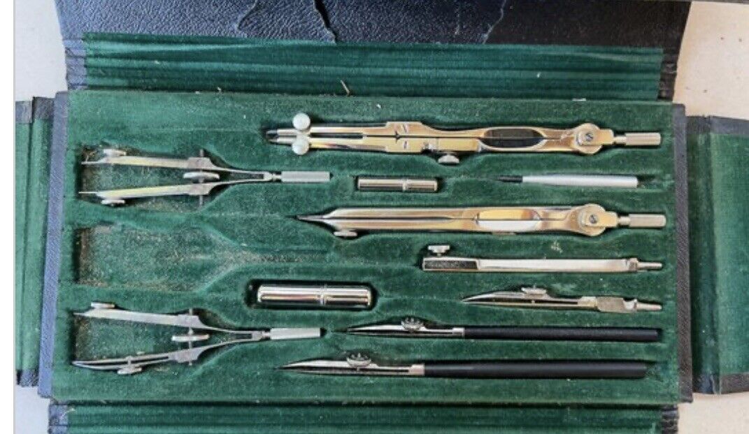 Vintage German Precision Compass 2100 Drafting Tools Set (Made in Germany)