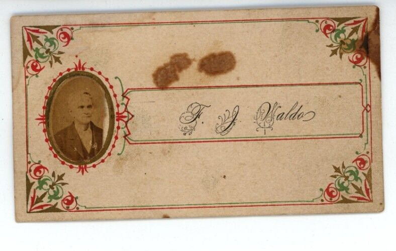 1880s F J Waldo Rising Sun Indiana Editor Recorder Photograph Calling Visit Card