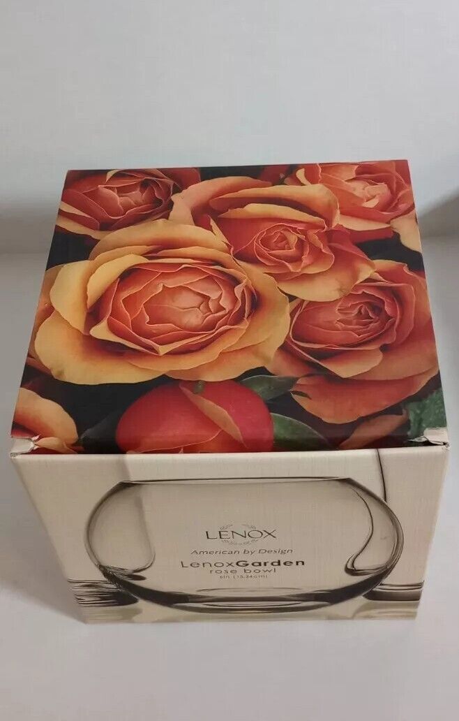 Lenox GARDEN ROSE BOWL Vase 8 inch Crystal Exquisite~~ New w/ Tag & Box