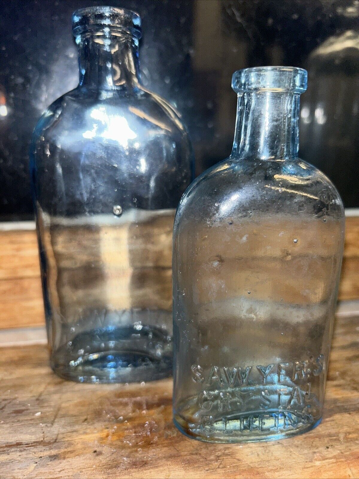 Beautiful Blue Antique Sawyers Crystal Blueing Bottle Early 1900’s Lot Of 2