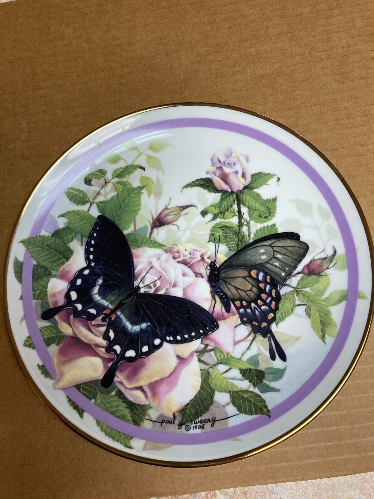 VINTAGE 1986 HAMILTON COLLECTION BUTTERFLY GARDEN SWEANY PLATES COMPLETE SET 8