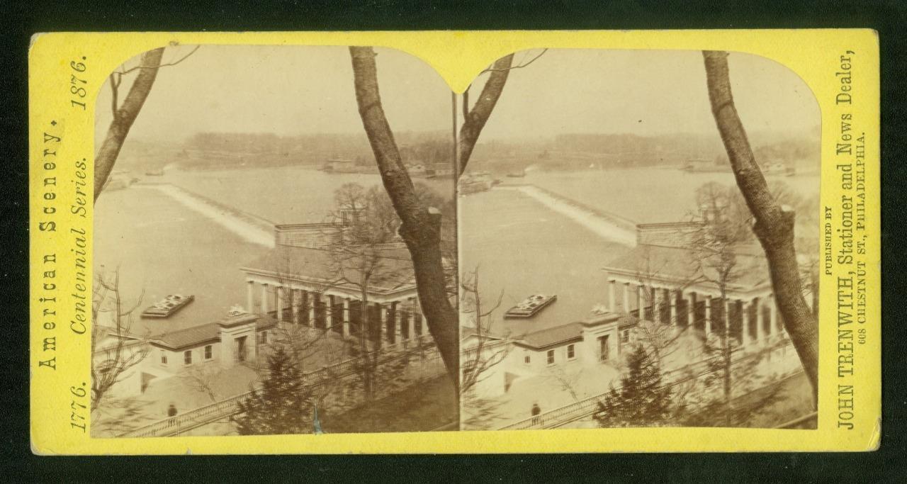 a870, John Trenwith Stereoview, # -, Fairmount Park - Water Works, PA., 1870s