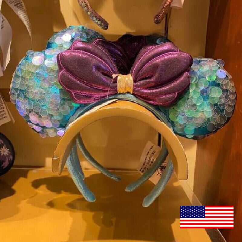 US Disney Parks Little Mermaid Ariel Purple Mickey Minnie Ears Headband 2023