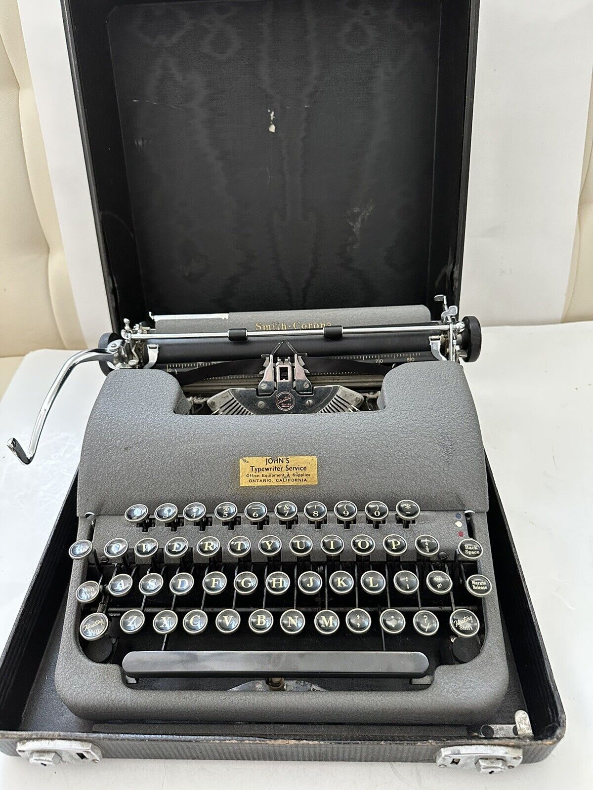 Vtg 1938 Smith-Corona SILENT Floating Shift Typewriter. Case Works New Ribbon