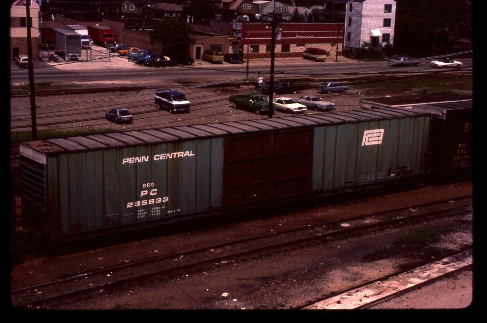 Railroad Slide - Penn Central #295633 Box Car 1982 Cicero Illinois IL Freight