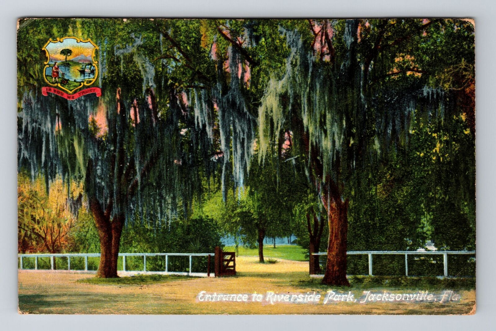 Jacksonville FL-Florida, Entrance to Riverside Park, c1918 Vintage Postcard