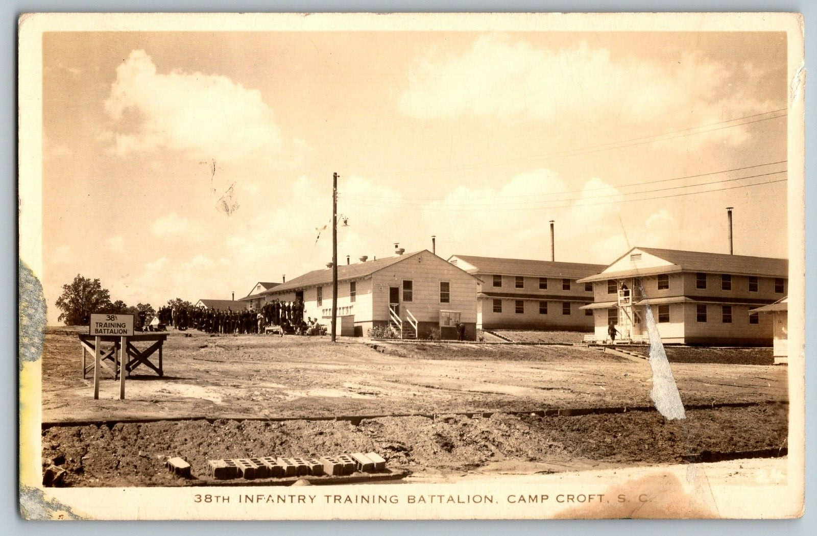 RPPC Vintage Postcard - Infantry Training Battalion, Camp Croft South Carolina