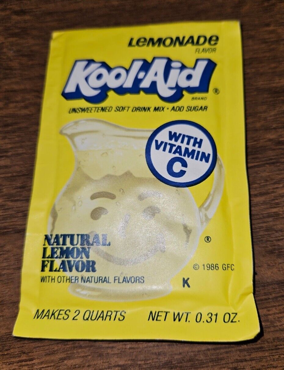 1x Vintage Lemonade Kool Aid Packet General Foods Advertising  80\'s - SHAKES