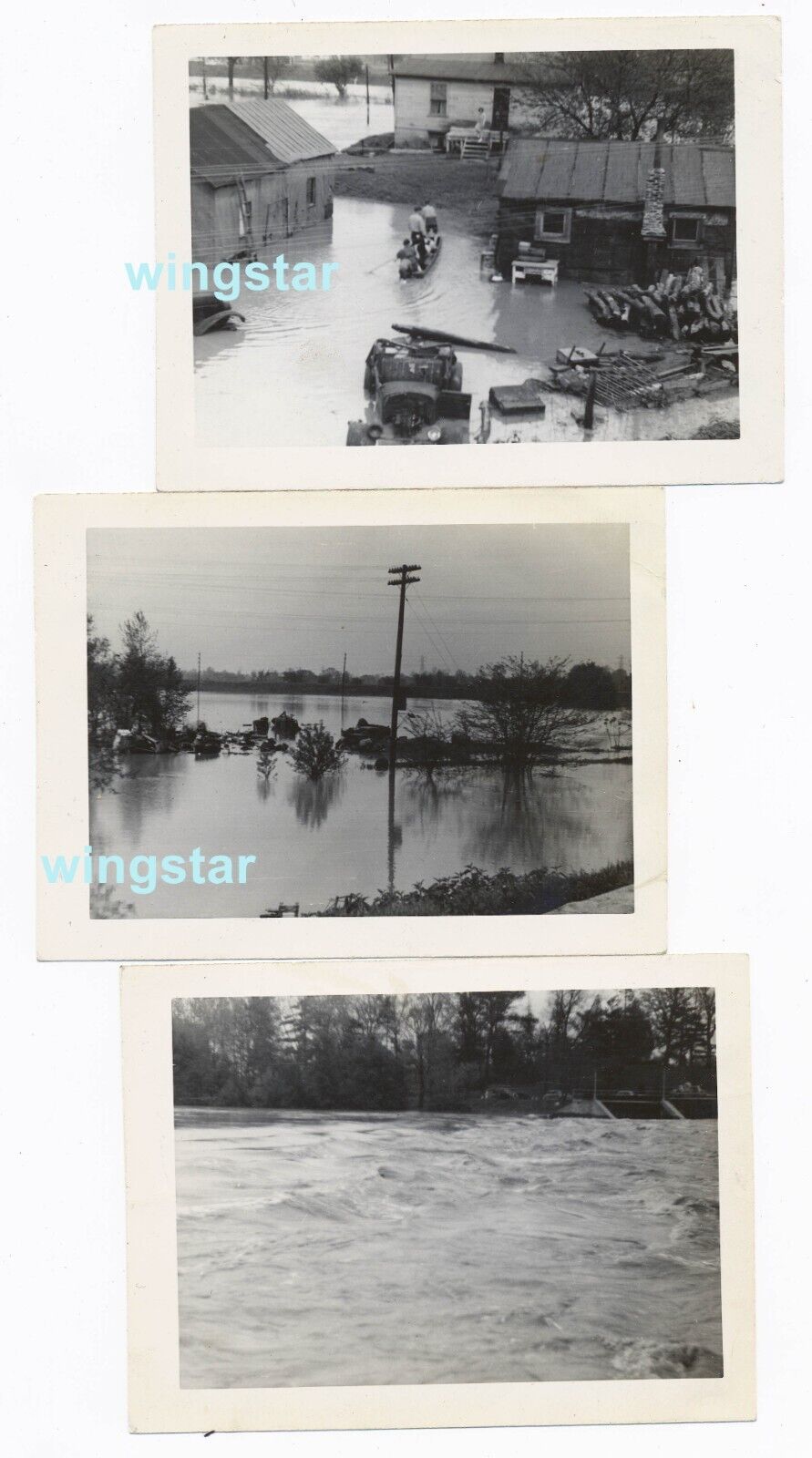 Old Photos Flooding Cars Boat Blue Ribbon Dairy Houses Poverty Indiana 1940s