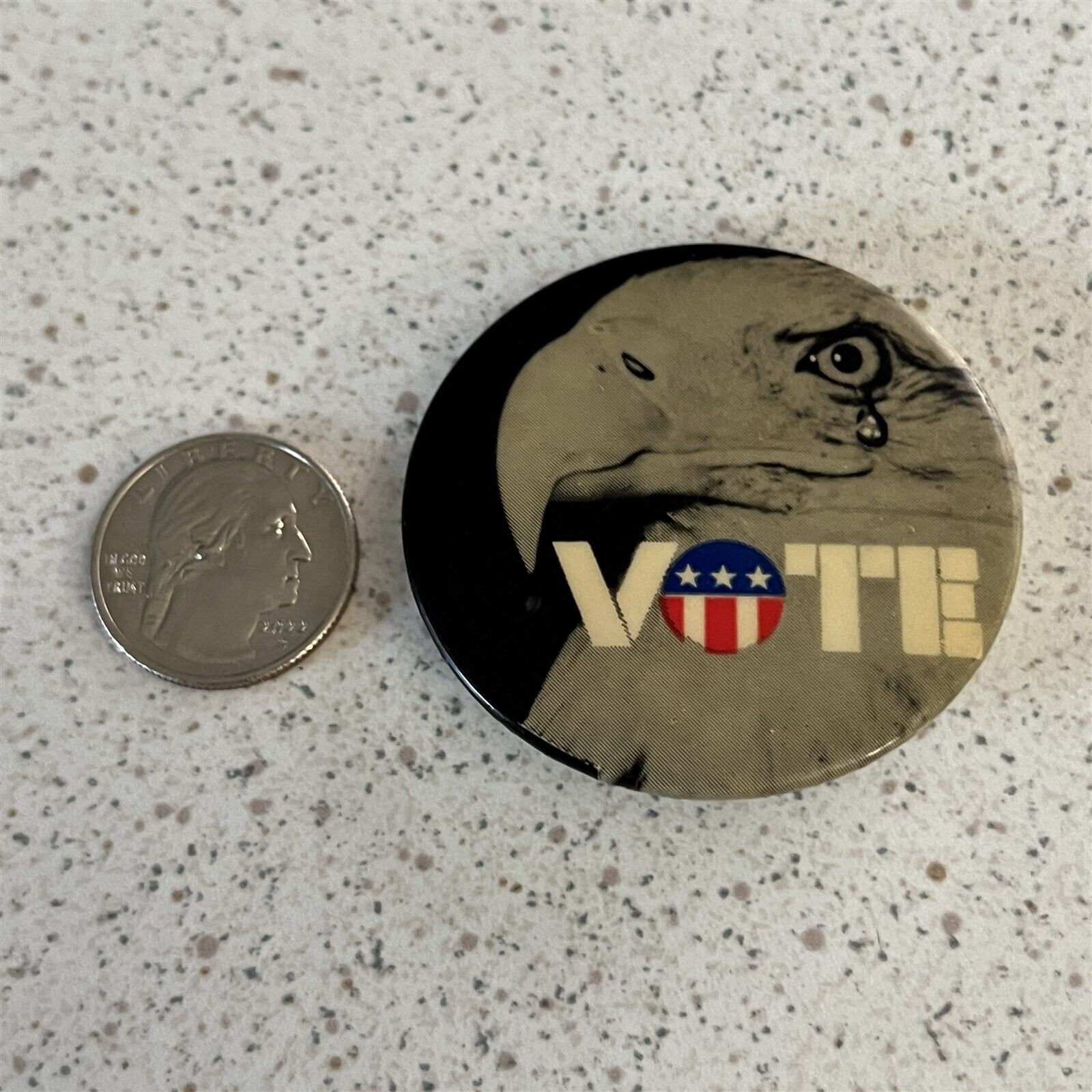 VOTE Vintage Crying Bald Eagle Political Pin Pinback Button #45064