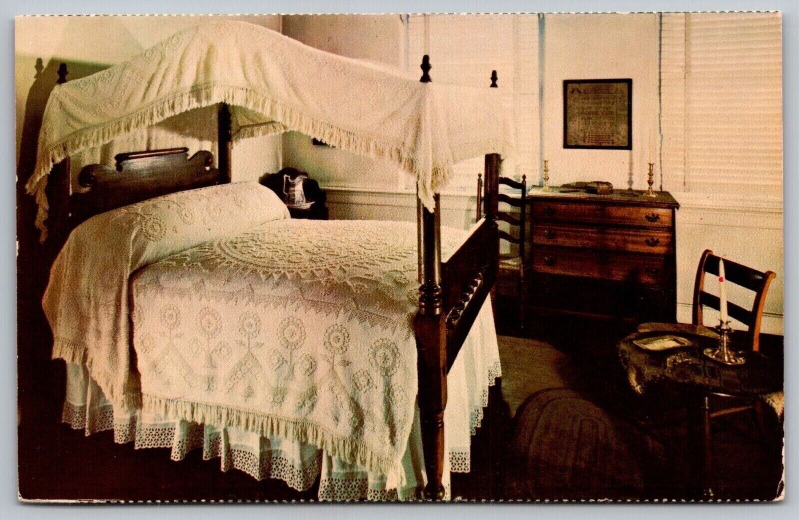 Philadelphia Pennsylvania Betsy Ross Historic Home Bedroom Chrome Postcard