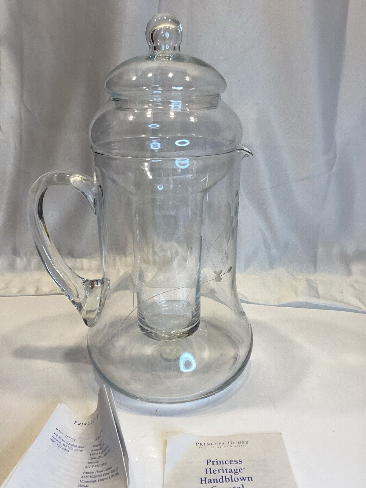 NEW PRINCESS HOUSE HERITAGE 346A CRYSTAL ICE TEA LINER PITCHER 80 OZ NEW IN BOX