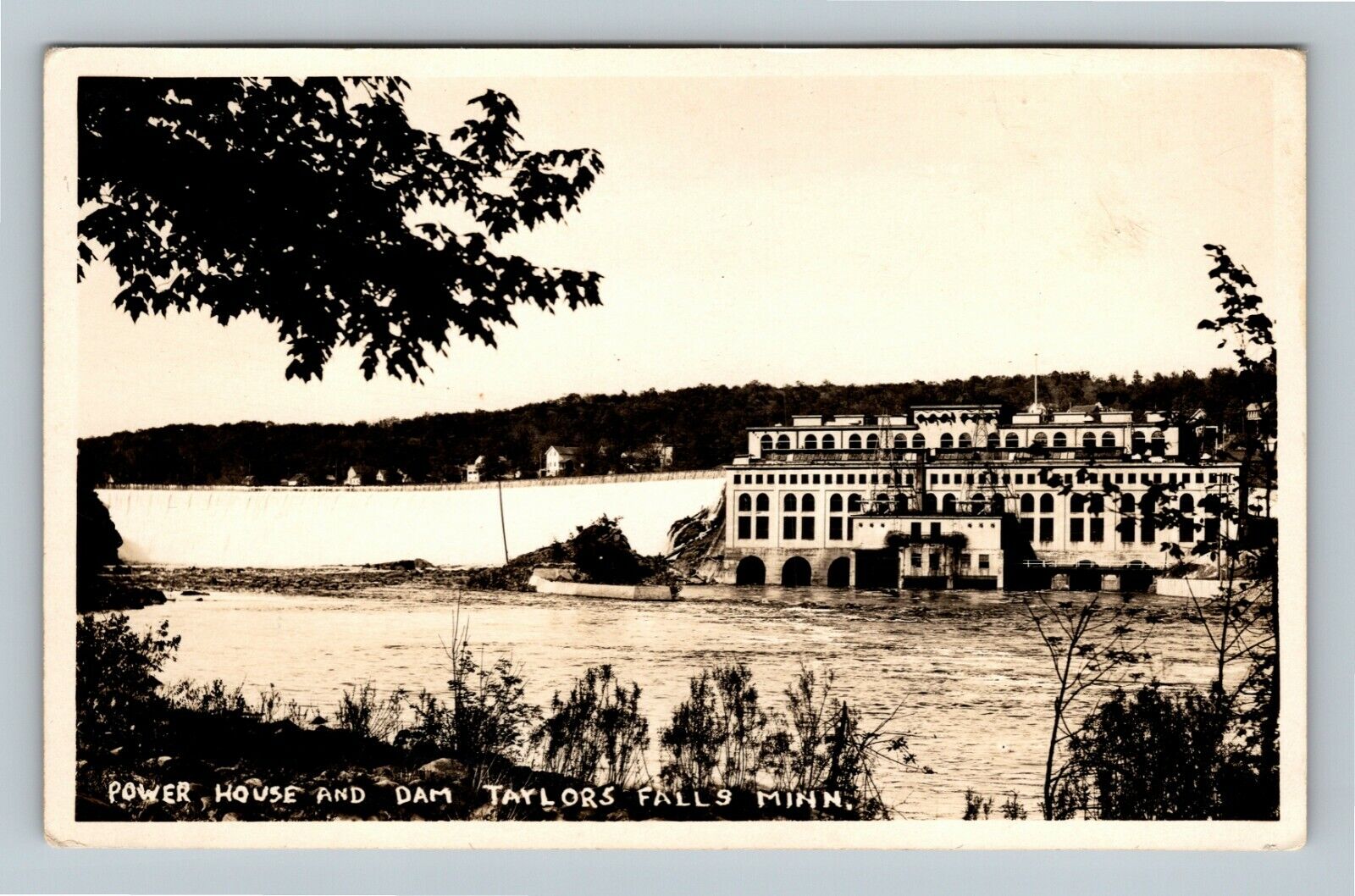 Taylors Falls MN Power House And Dam Scenic View RPPC Minnesota Vintage Postcard