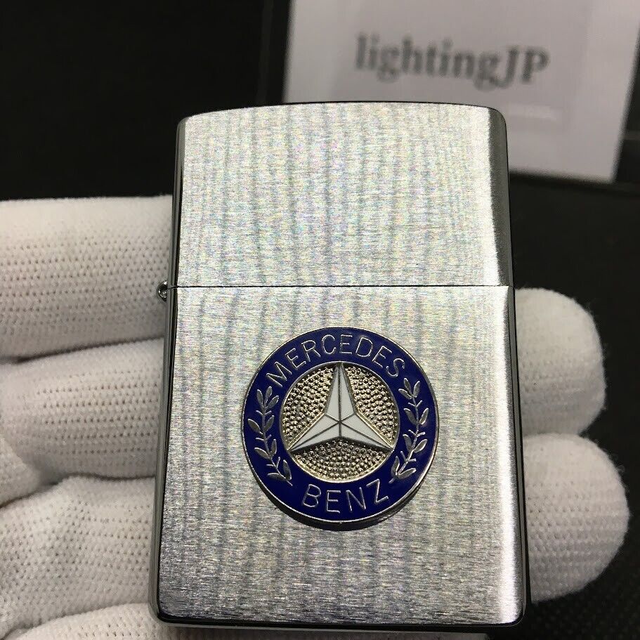 Zippo Mercedes-Benz Emblem Logo Silver Brass Oil Lighter Regular Case Japan