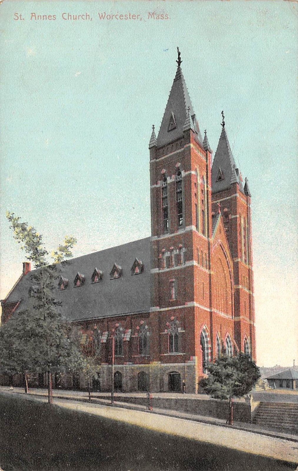 St Annes Church Worcester MA Massachusetts 1909 Postcard 4062