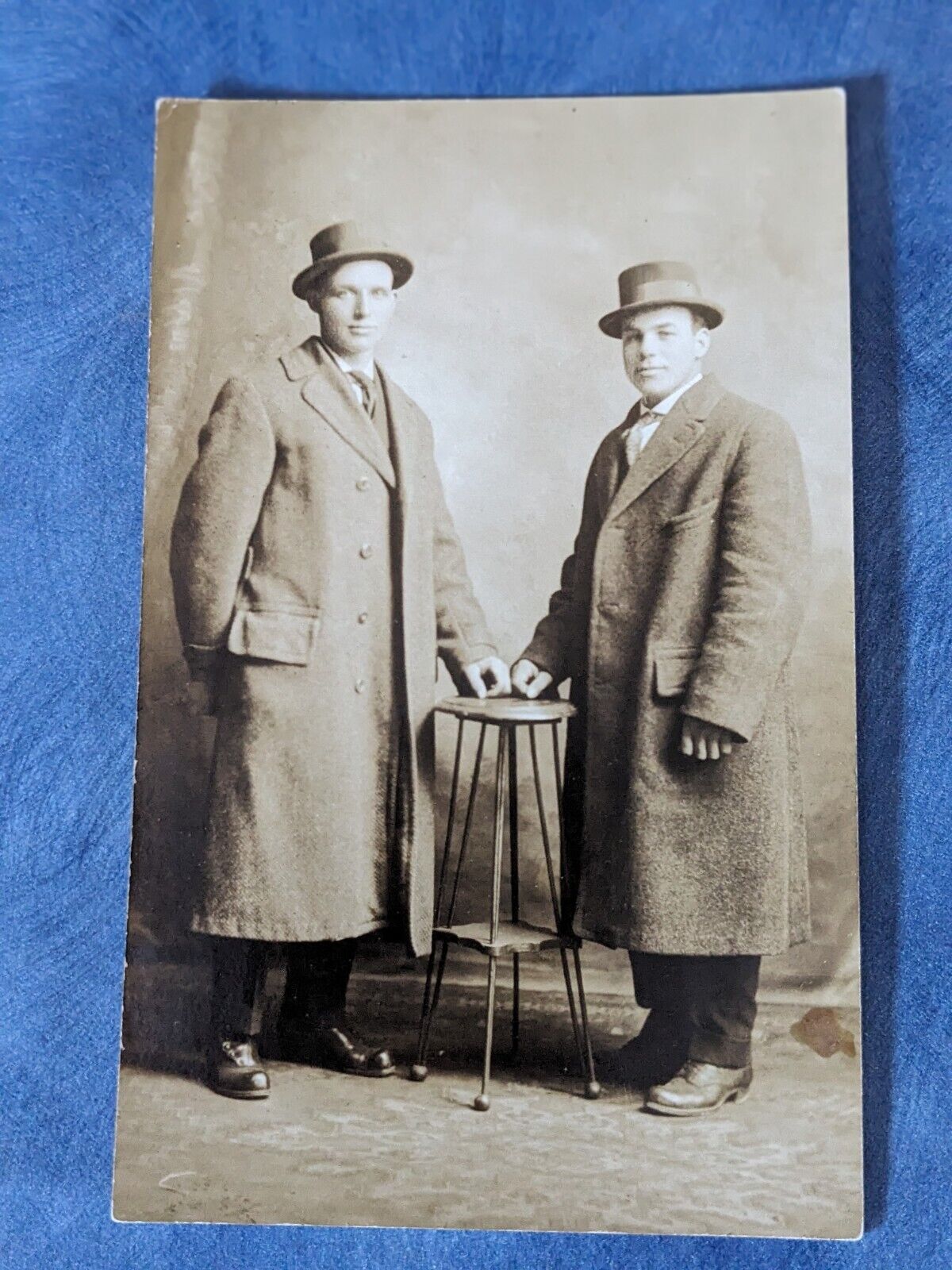 RPPC Postcard of 2 Men In Hats And Overcoats by H.P. Poisson