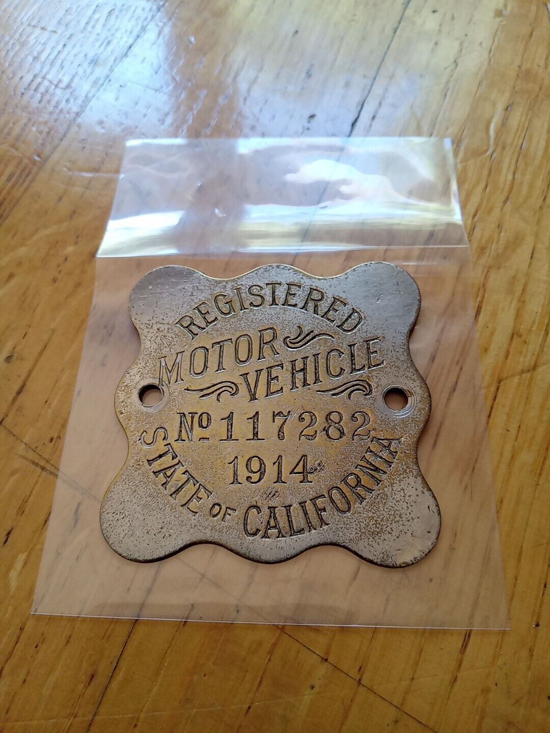 Rare 1914 California Registered Motor Vehicle Metal Badge 🔥 110 YEARS OLD🔥 