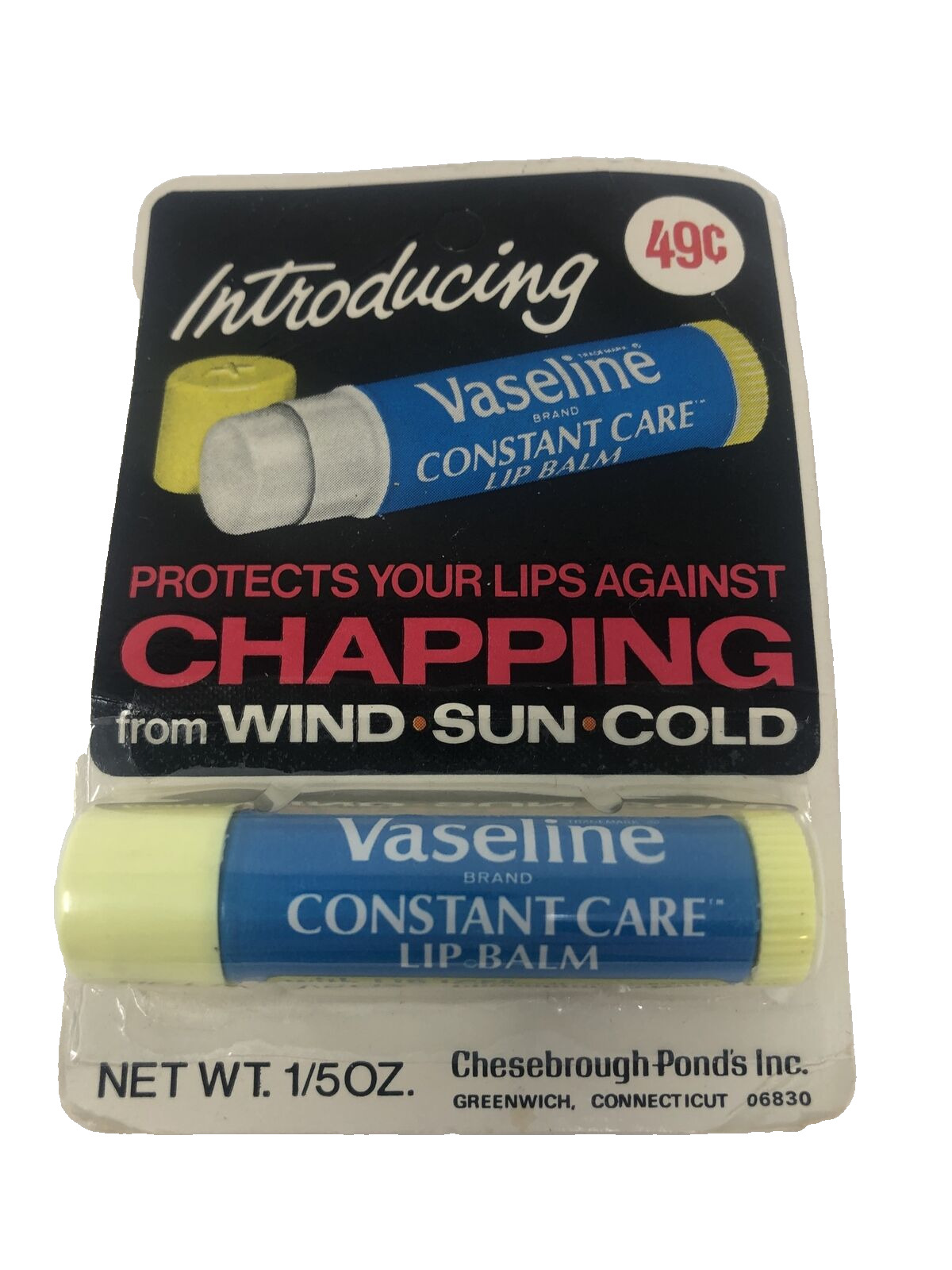 Vintage Vaseline Lip Balm Chapstick NOS Sealed Constant Care Chesebrough Ponds