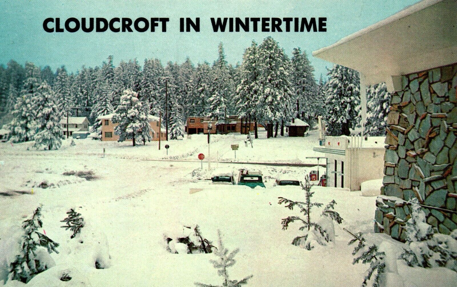 Postcard Cloudcroft New Mexico in winter time