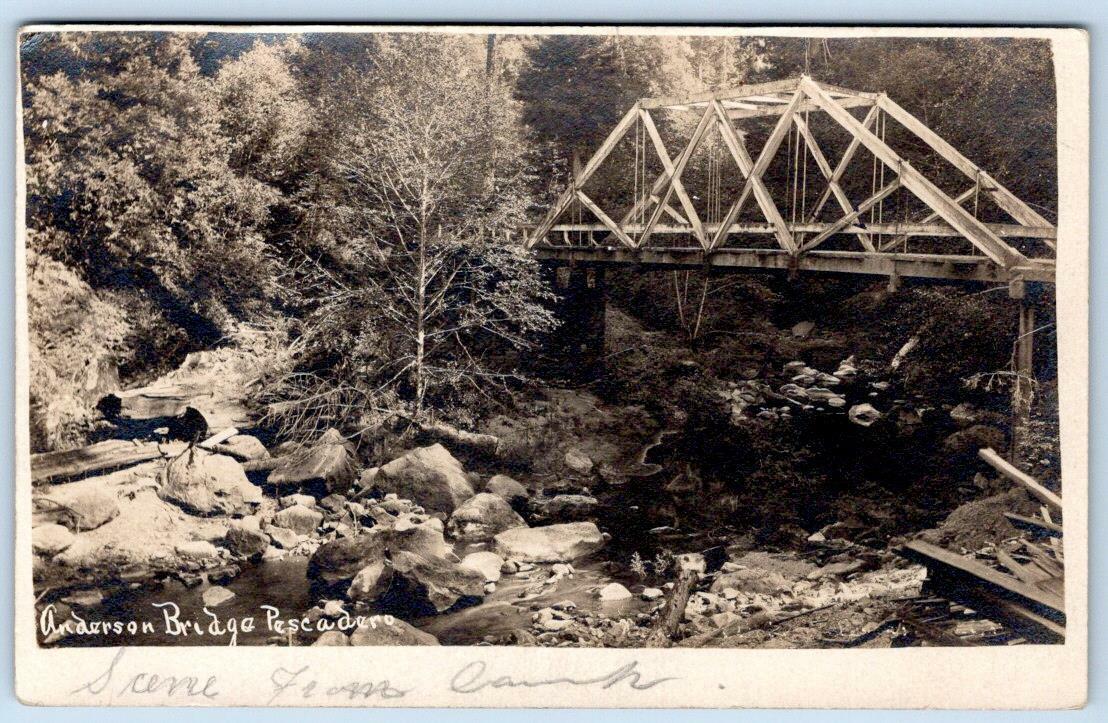 1909 RPPC PESCADERO CALIFORNIA ANDERSON BRIDGE REAL PHOTO POSTCARD