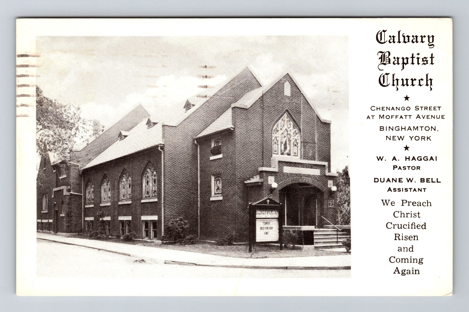 Binghamton NY-New York, Calvary Baptist Church, c1958 Vintage Souvenir Postcard
