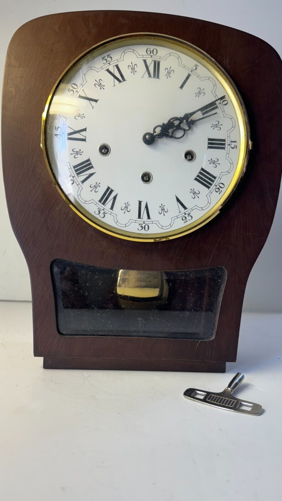Vintage Mantel or Wall Clock - German Movement - Works keeps good time -