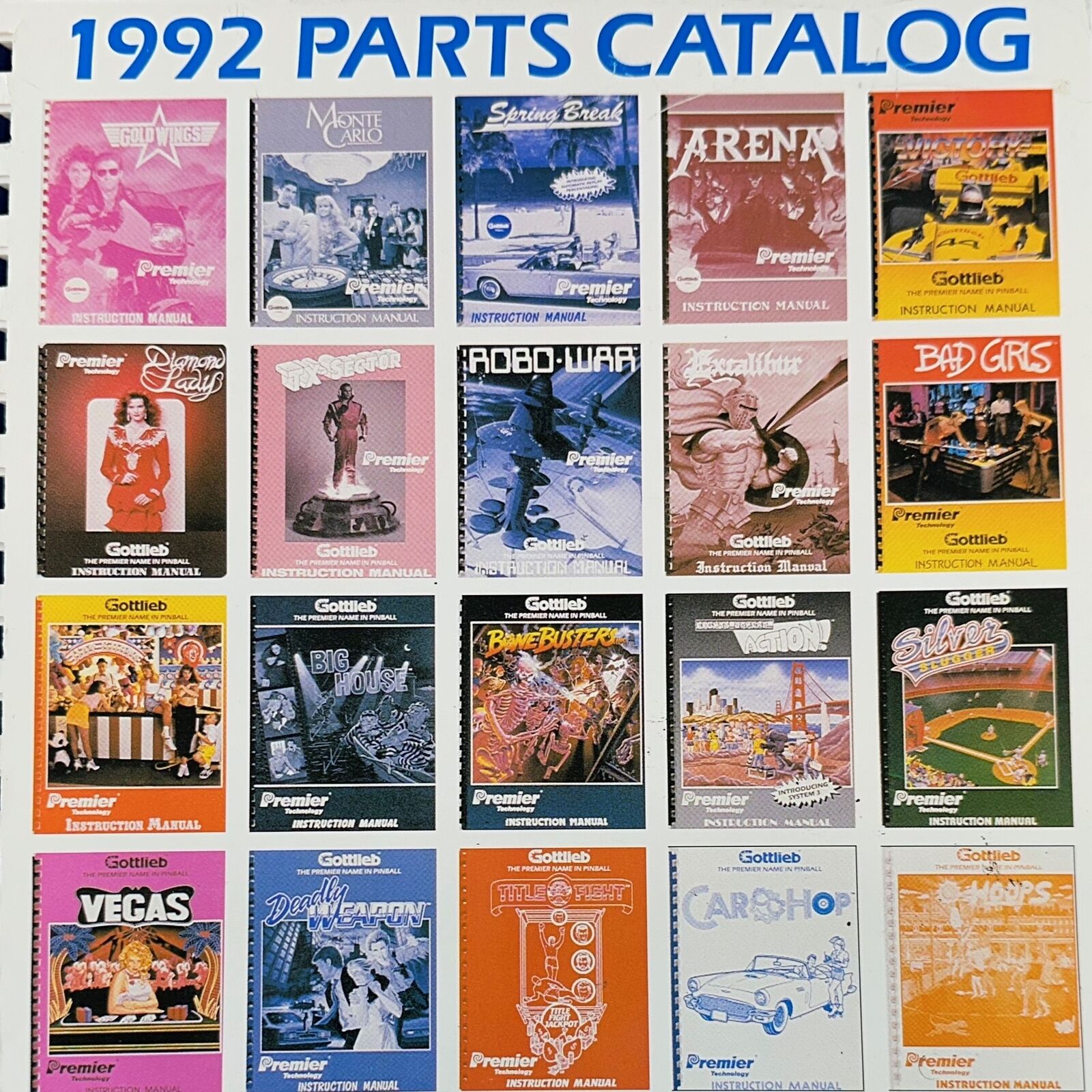 1992 Gottlieb Parts Catalog Pinball Arcade Manual ORIGINAL