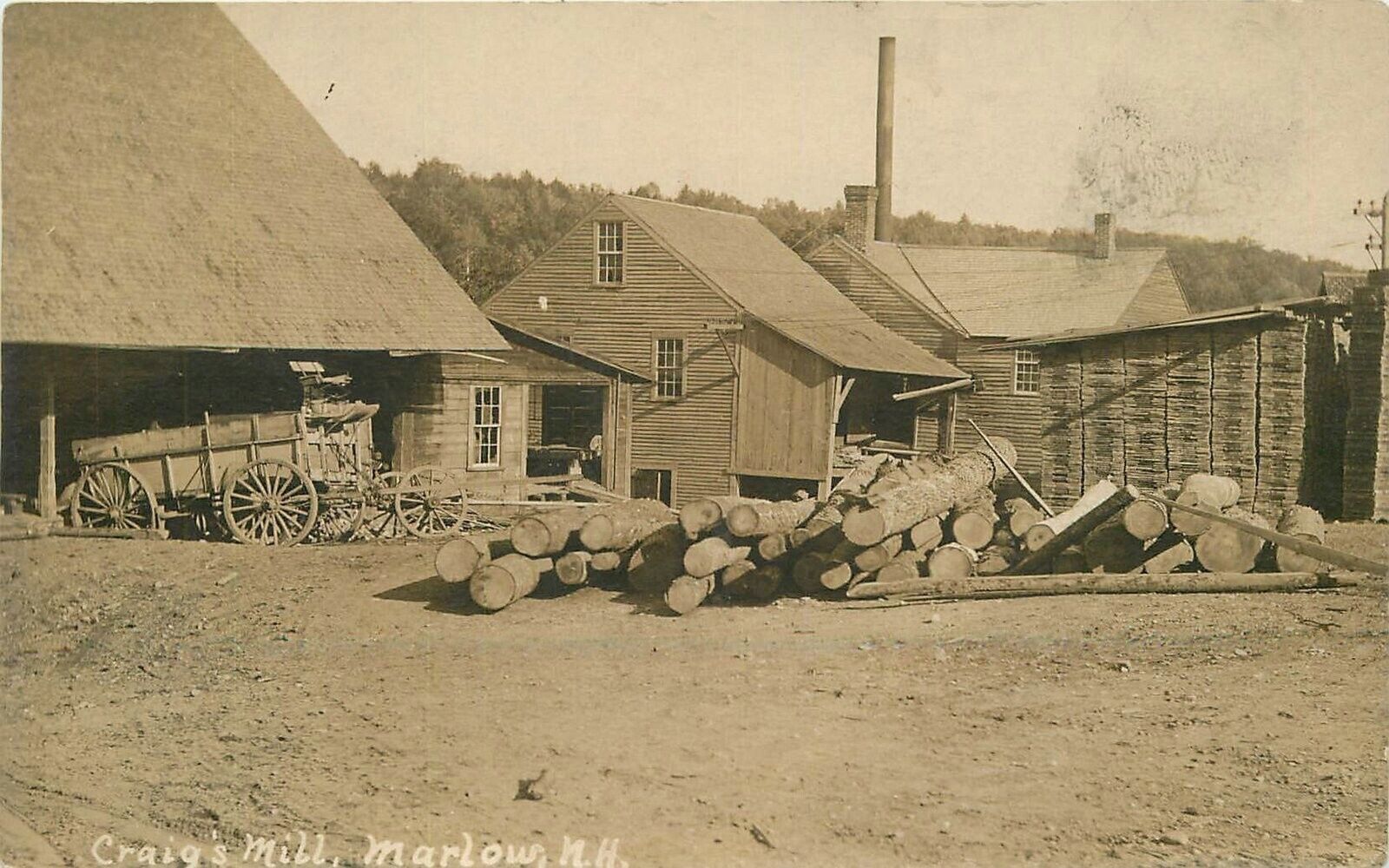 Postcard RPPC New Hampshire Marlow Craig's Mill Logging Lumber 23-10450