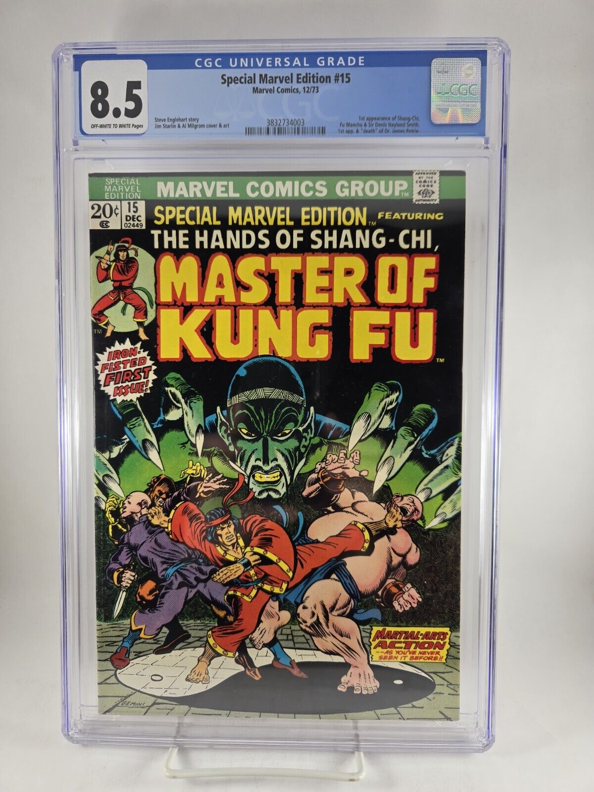 SPECIAL MARVEL EDITION #15 CGC 8.5 OW/W PAGES, 1ST APPEARANCE OF SHANG-CHI