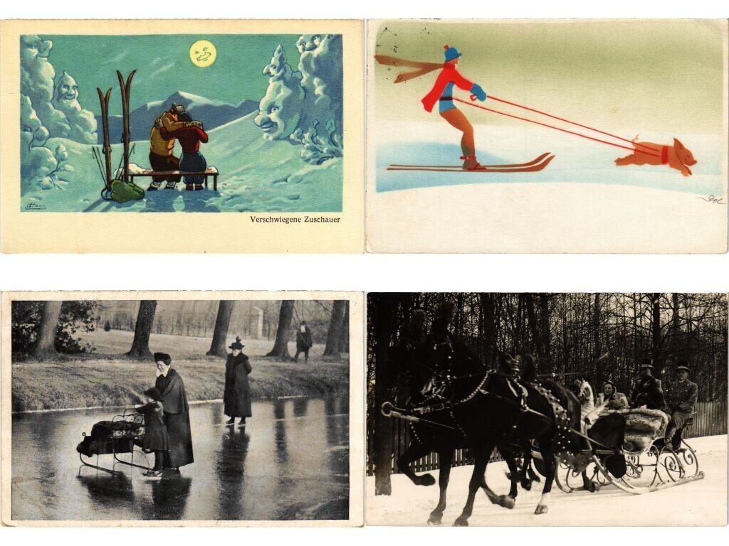 WINTERSPORT INCL. Vintage SKIING 30 Postcards Pre-1940 (L5983)