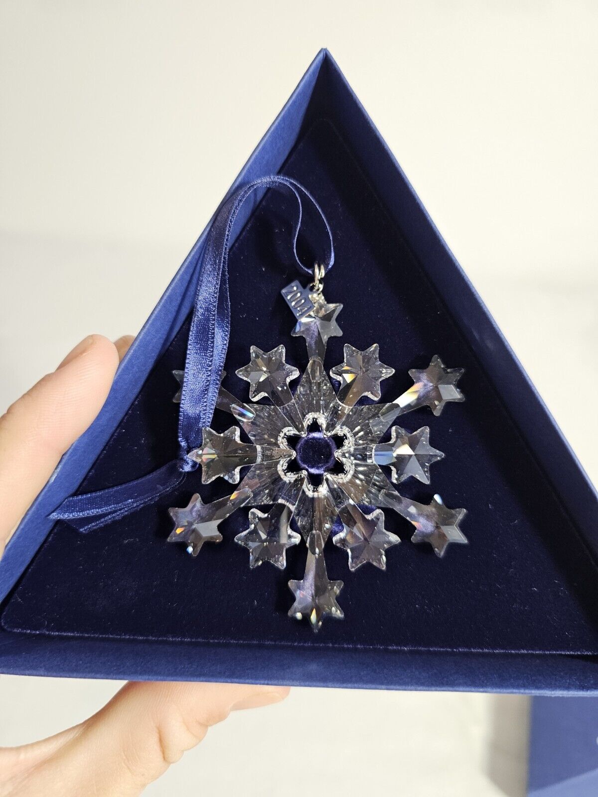 2004 Swarovski Silver Crystal Christmas Snowflake Ornament - Austria - In Box
