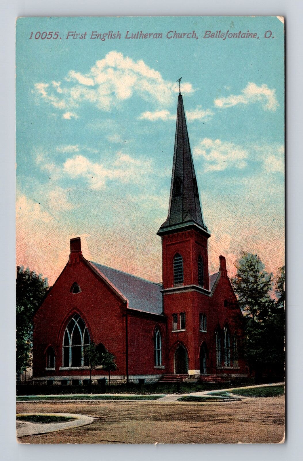 Bellefontaine OH-Ohio, First English Lutheran Church, Antique Vintage Postcard