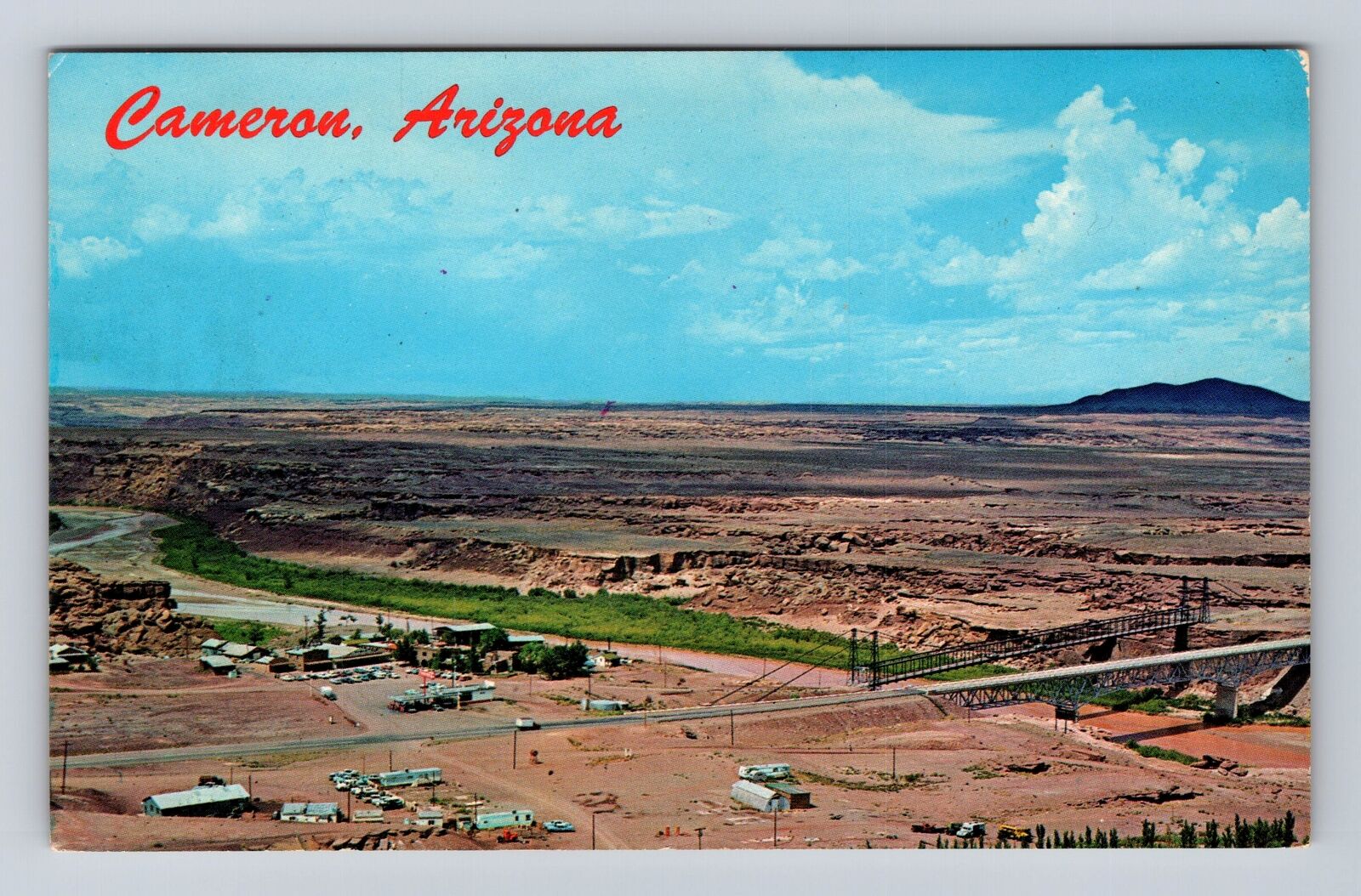 Cameron AZ-Arizona, Aerial Of Town Area, Antique, Vintage Souvenir Postcard