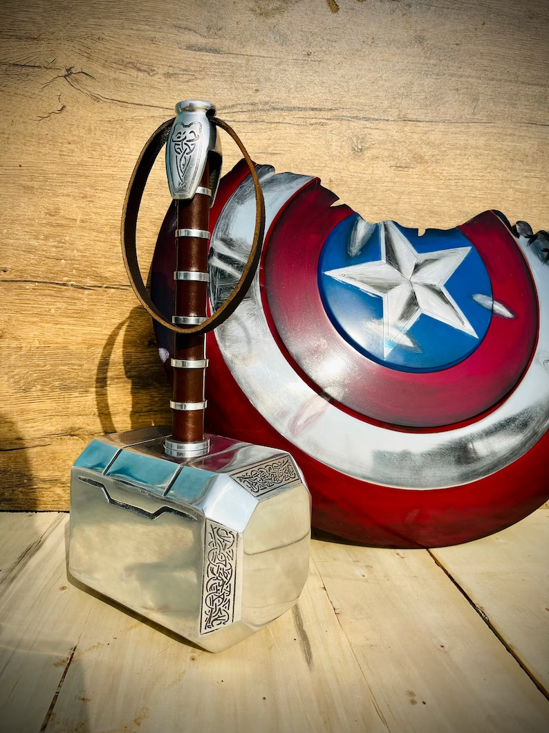 Marvel Thor Thunder Hammer - Captain America Broken Shield - Thor Mjolnir Viking