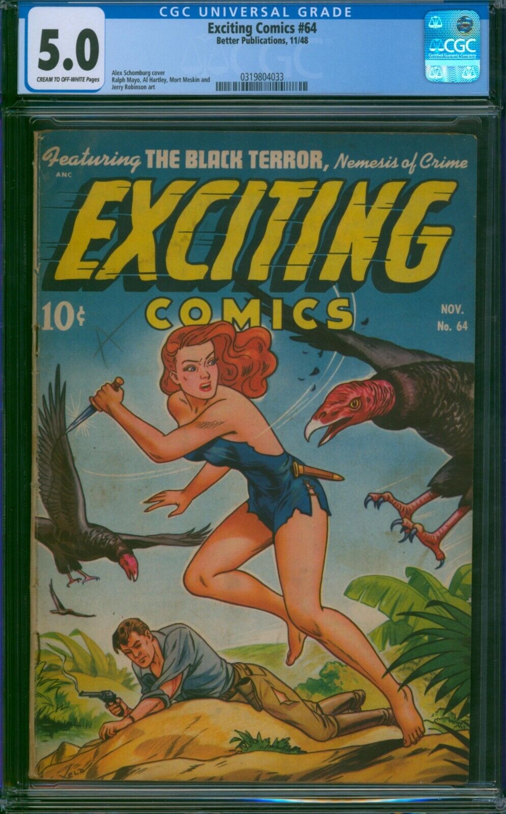 Exciting Comics #64 ⭐ CGC 5.0 ⭐ Schomburg GGA Cvr Golden Age Canadian 1948