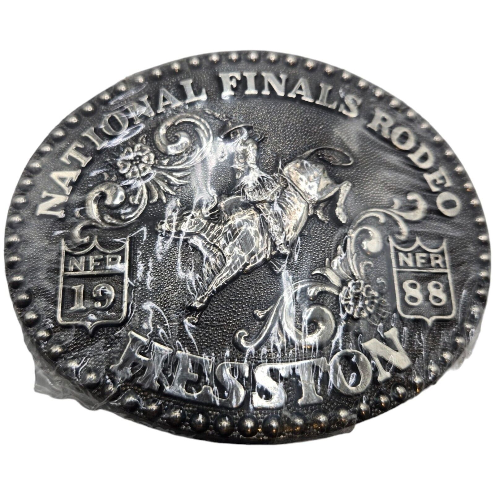 1988 National Finals Rodeo NFR Belt Buckle Bull Rider Hesston NOS Cowboy Vintage