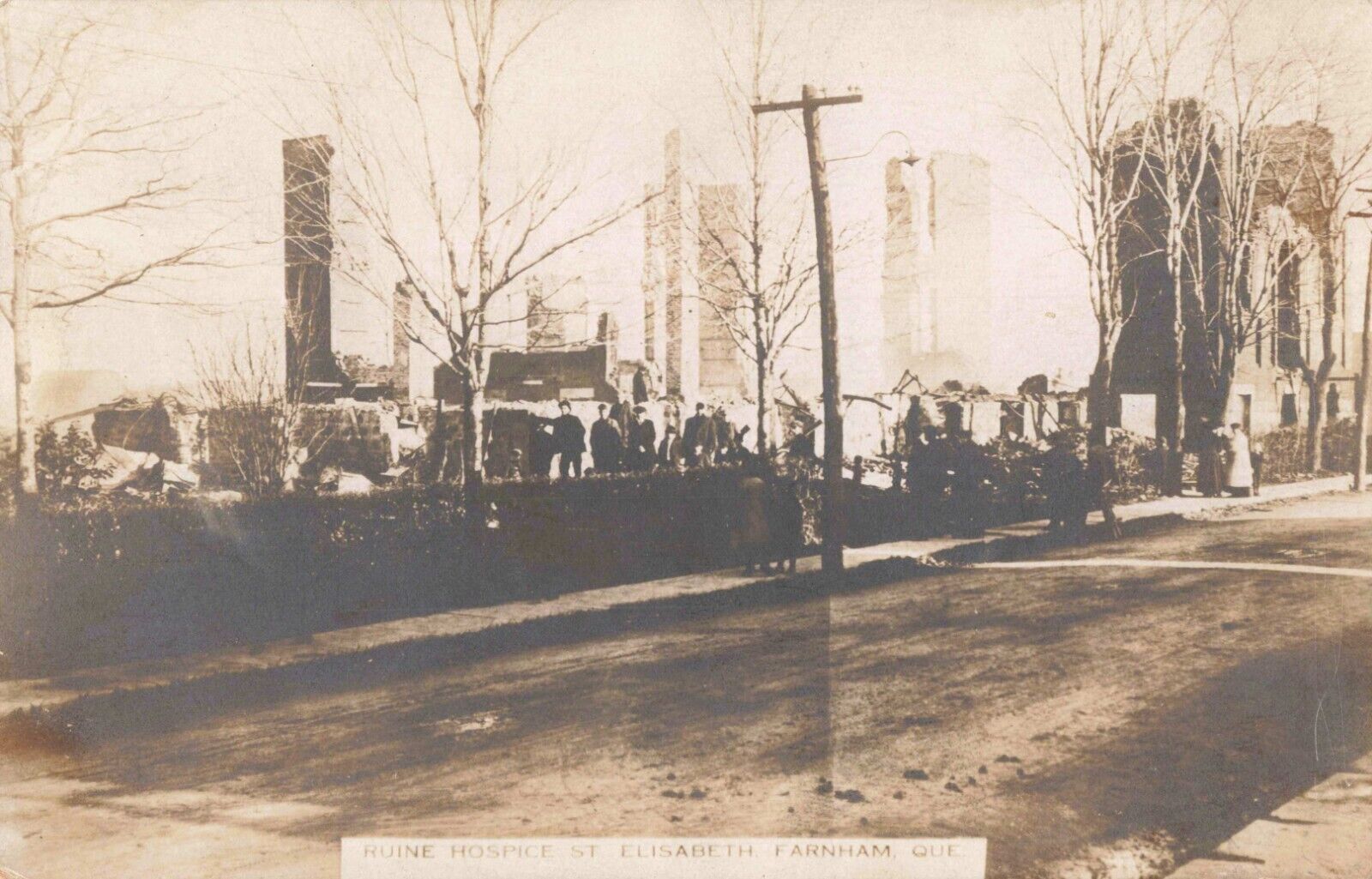 Ruins Hospice St. Elisabeth Farnham Quebec Canada Fire 1917 Real Photo RPPC