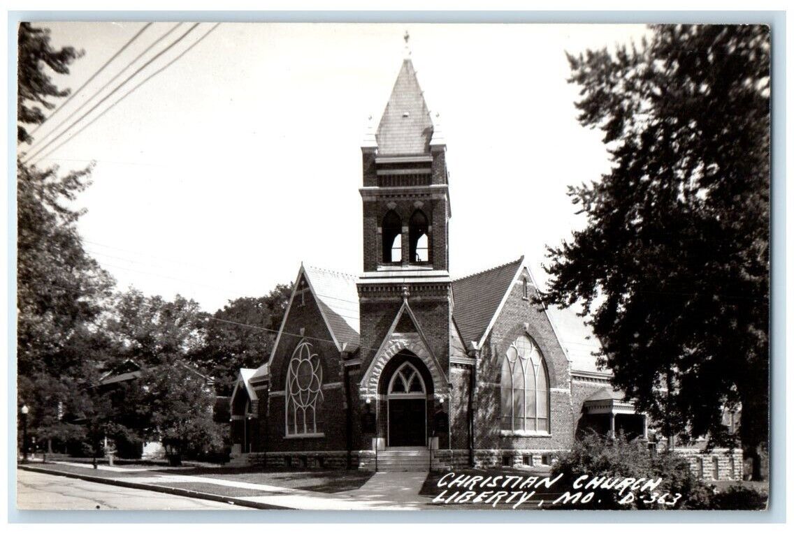 c1940's Christian Church Building View Liberty Missouri MO RPPC Photo Postcard