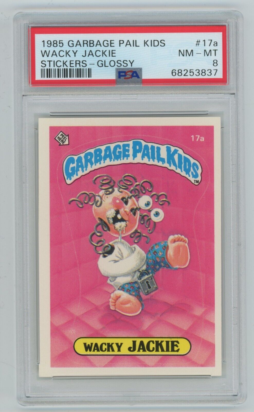 1985 Topps Garbage Pail Kids OS1 Series 1 WACKY JACKIE 17a GLOSSY Card PSA 8 GPK