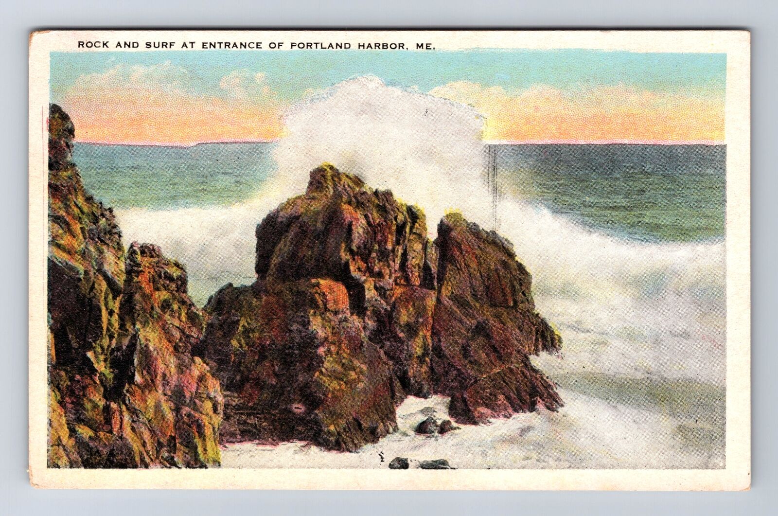 Portland ME-Maine, Rock and Surf Portland Harbor, Antique Vintage Postcard