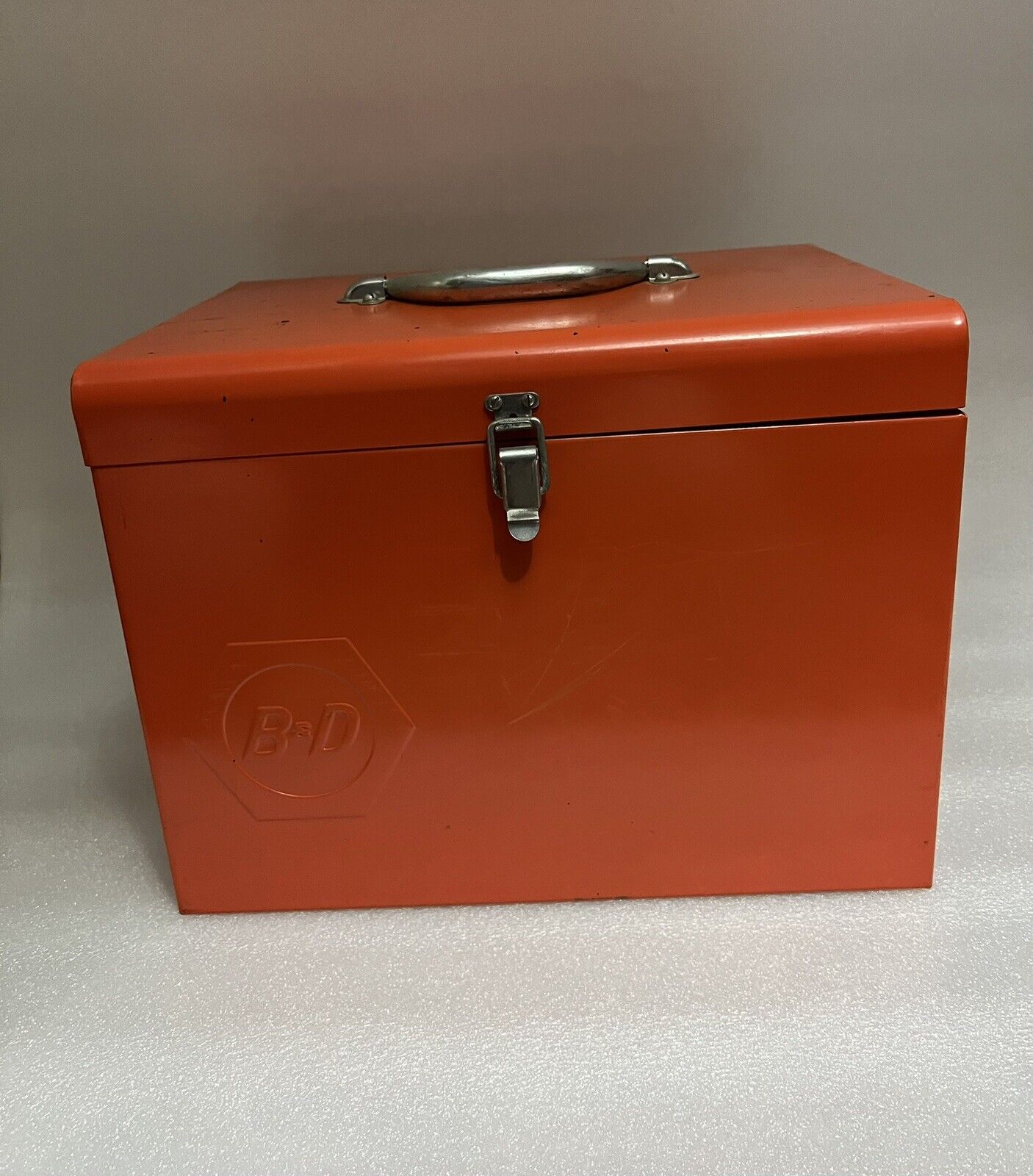 Vintage BLACK & DECKER Metal Case Tool Box For Circular Saw Orange B&D Case Only