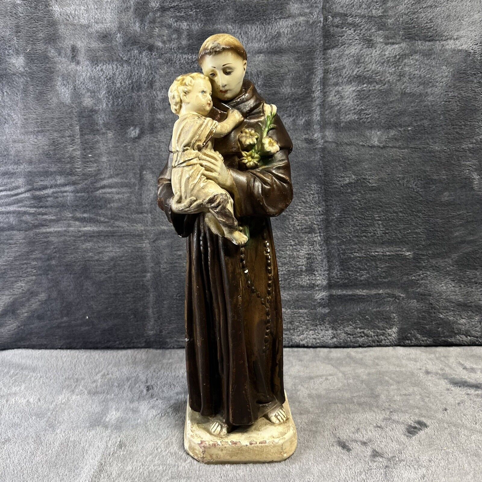 VINTAGE St. Anthony Of Padua Catholic Chalkware Statue 12”