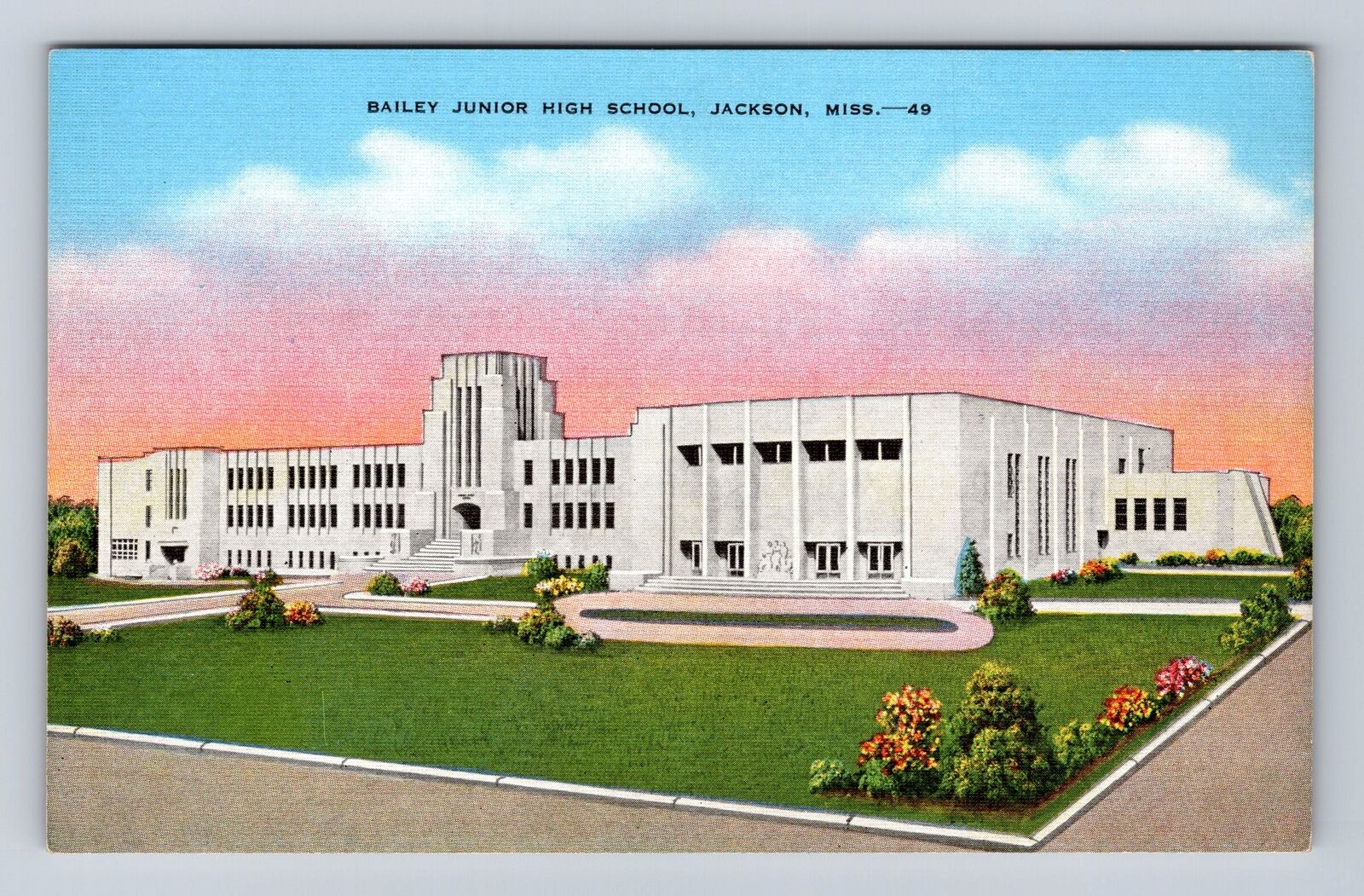 Jackson MS-Mississippi, Bailey Junior High School, Antique, Vintage Postcard