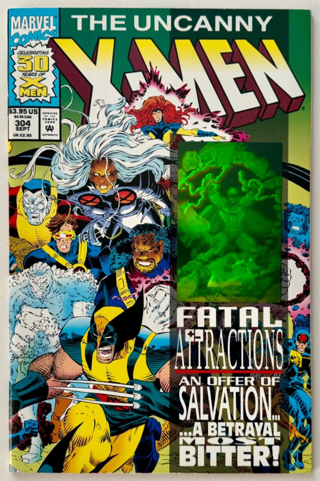Uncanny X-Men 304 Magneto Hologram / Wraparound Cover - Marvel Comics 1993 VF/NM