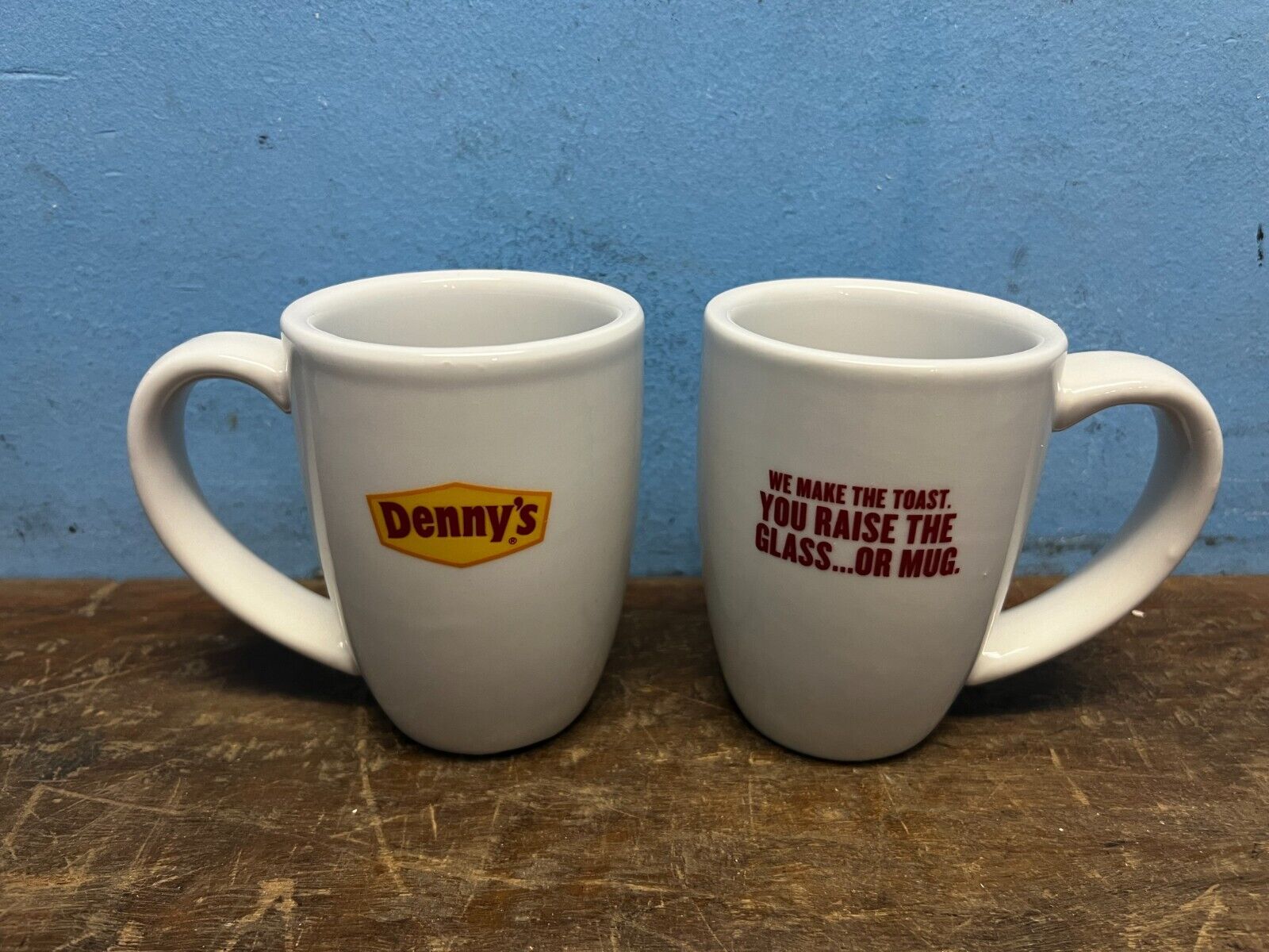 Lot of 2 Denny's Coffee Mug ''We Make The Toast You Raise The Glass...Or Mug”